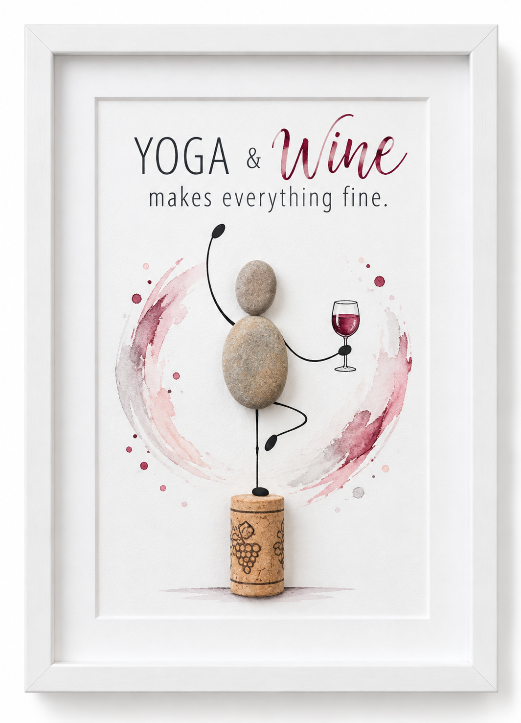 Kieselsteinbild WEINtastisch – witziges Geschenk für Weinliebhaber, handgemachtes Steinbild