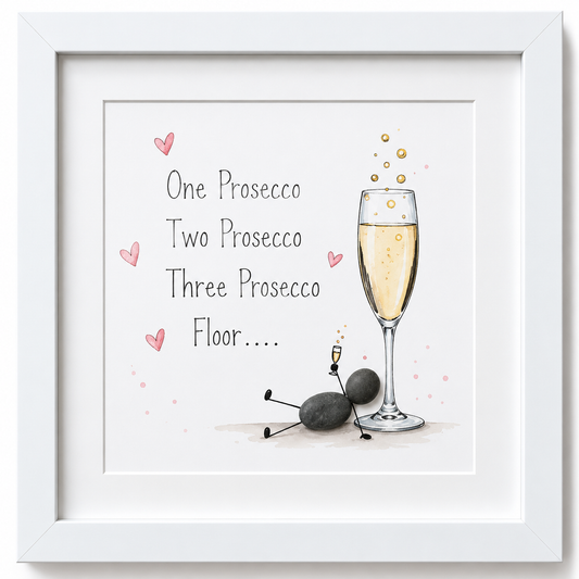 Kieselsteinbild One Prosecco Two Prosecco Three Prosecco Floor – Geschenk für Proseccoliebhaber, handgemachtes Steinbild