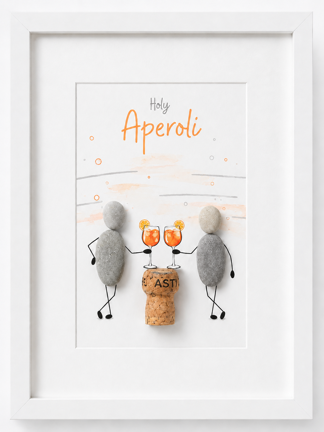 Kieselsteinbild Holy Aperoli – Geschenk für Aperol-Fans, handgemachtes Steinbild