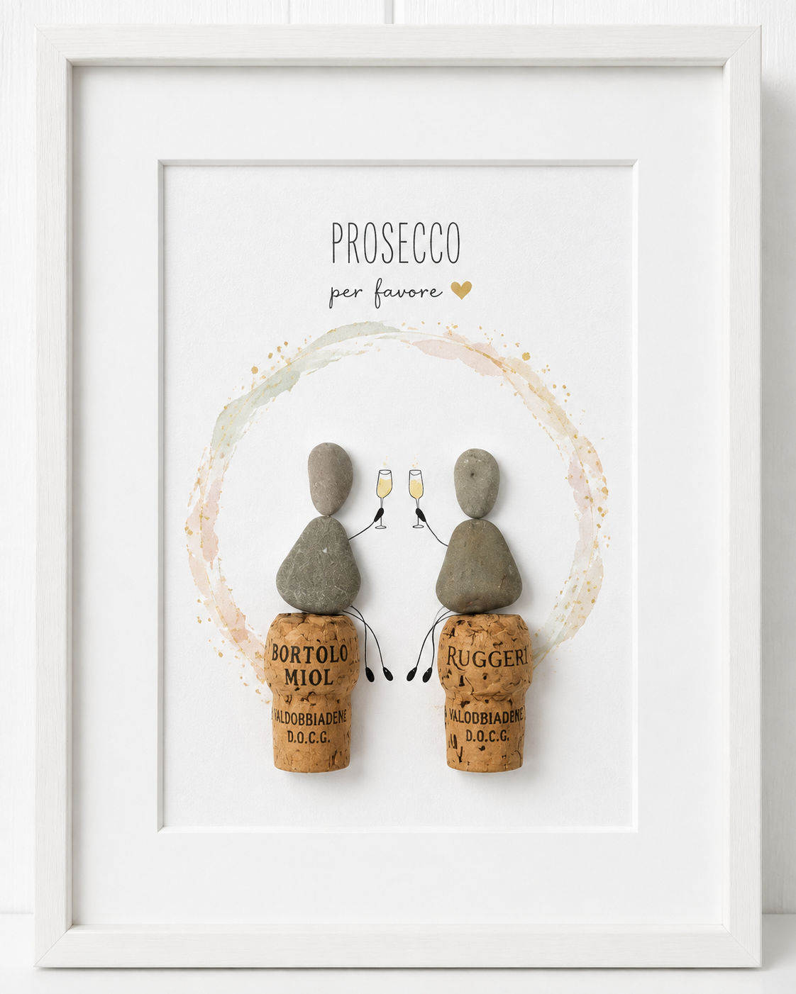 Kieselsteinbild Prosecco per favore – Geschenk für Prosecco-Fans, handgemachtes Steinbild
