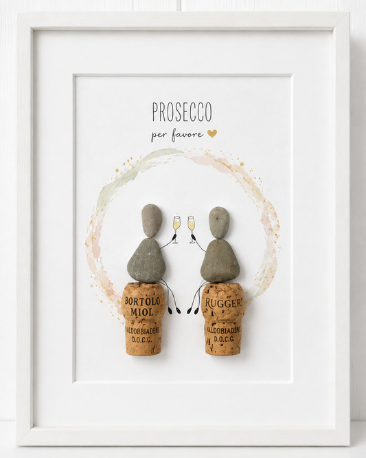 Kieselsteinbild Prosecco per favore – Geschenk für Prosecco-Fans, handgemachtes Steinbild