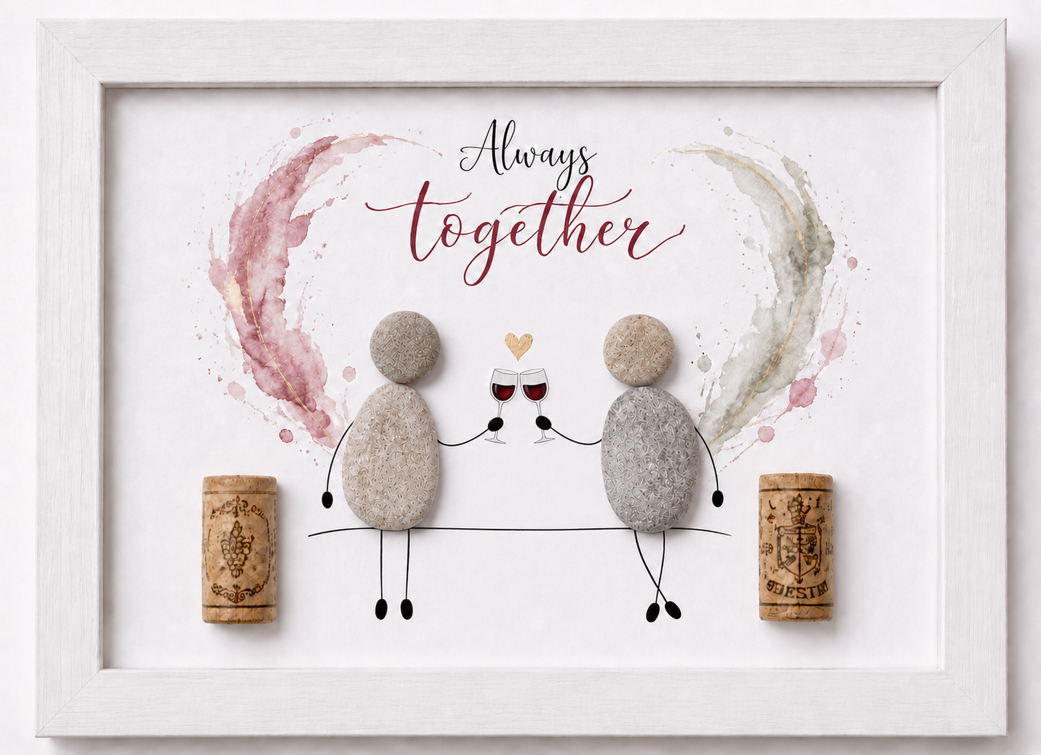 Kieselsteinbild Always together – Geschenk für Partner, handgemachtes Steinbild