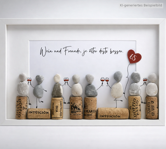 Steinbild „Wein & Freunde“ – Witziges Geschenk für Genussmenschen