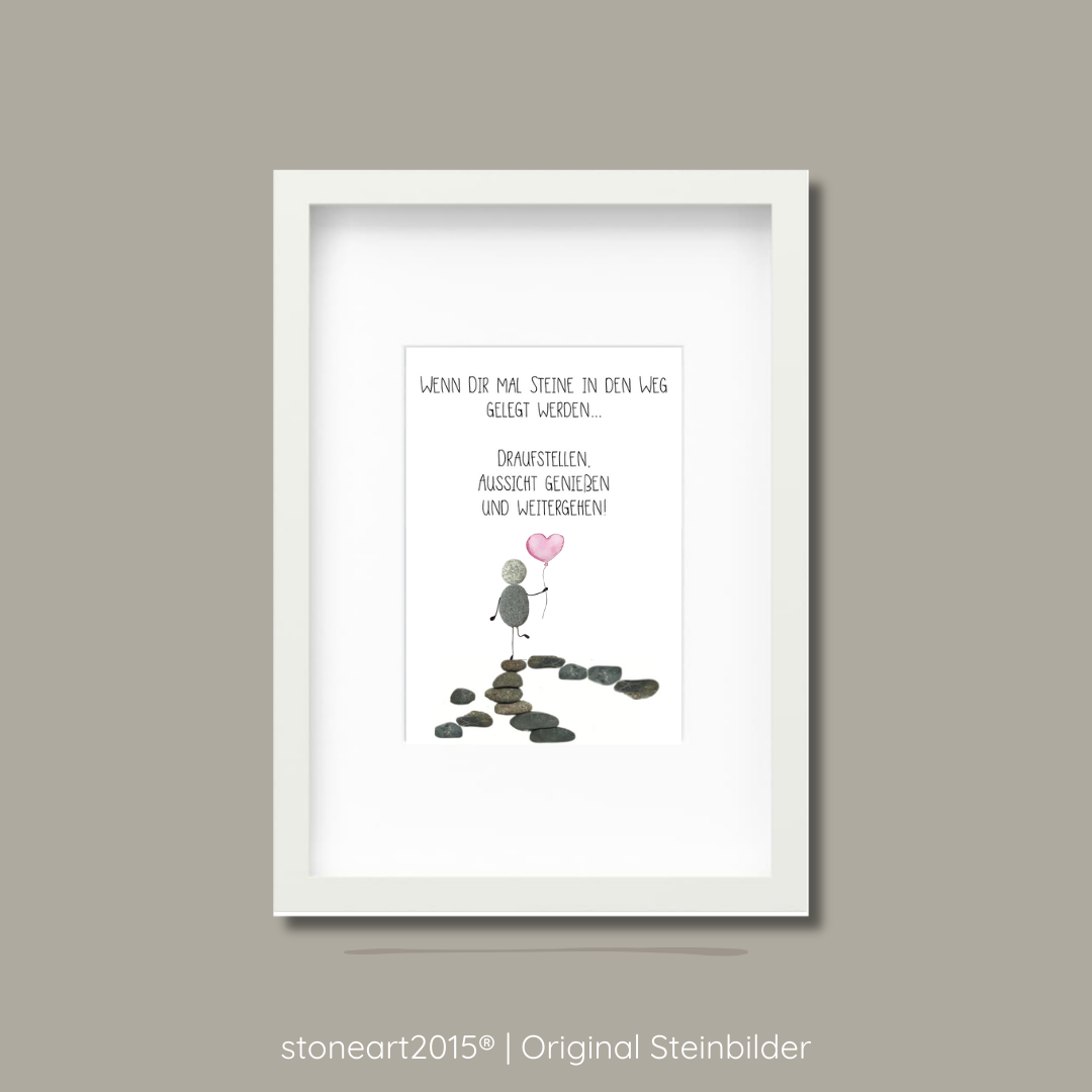 Immagine di pietra "Io seguo quella" – regalo motivazionale con pecora e umorismo