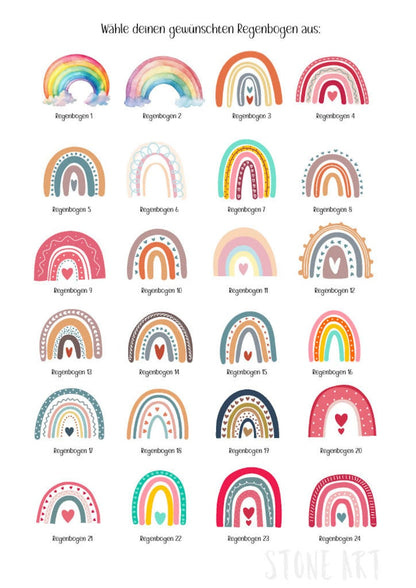 Übersicht Regenbogen  für Steinbild Kindergartenabschied
