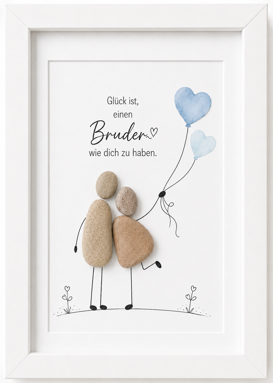 Kieselsteinbild Glück ist, einen Bruder wie dich zu haben – Geschwistergeschenk, handgemachtes Steinbild