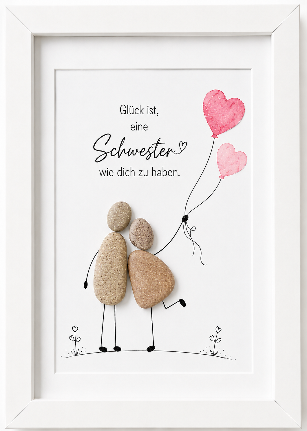 Kieselsteinbild Glück ist, eine Schwester wie dich zu haben – Geschwistergeschenk, handgemachtes Steinbild