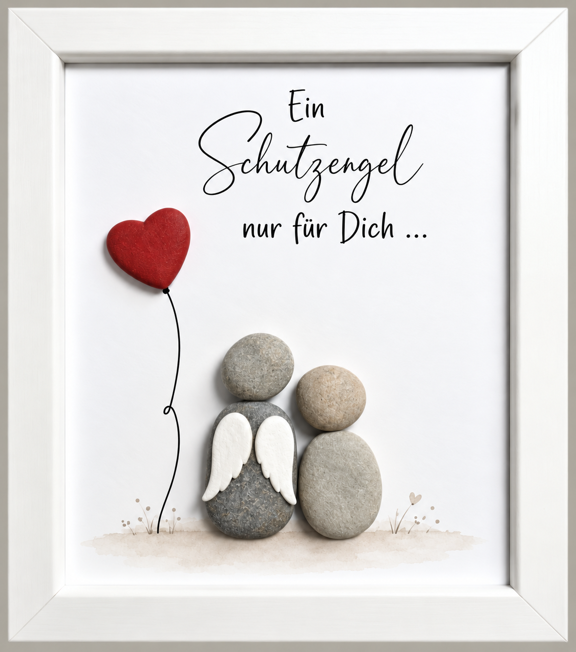 Kieselsteinbild Schutzengel „Ein Schutzengel nur für dich“ – Geschenk zur Kommunion, handgemachtes Steinbild