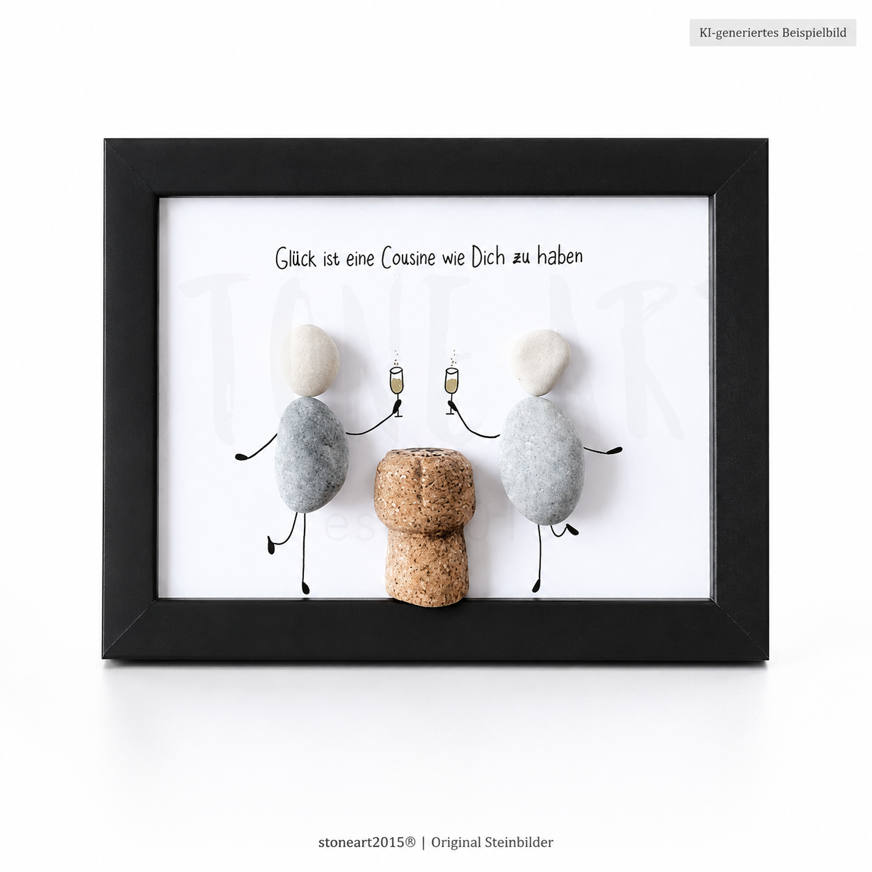 Kieselsteinbild Glück ist eine Cousine wie Dich zu haben – Geschenk für Cousine, handgemachtes Steinbild