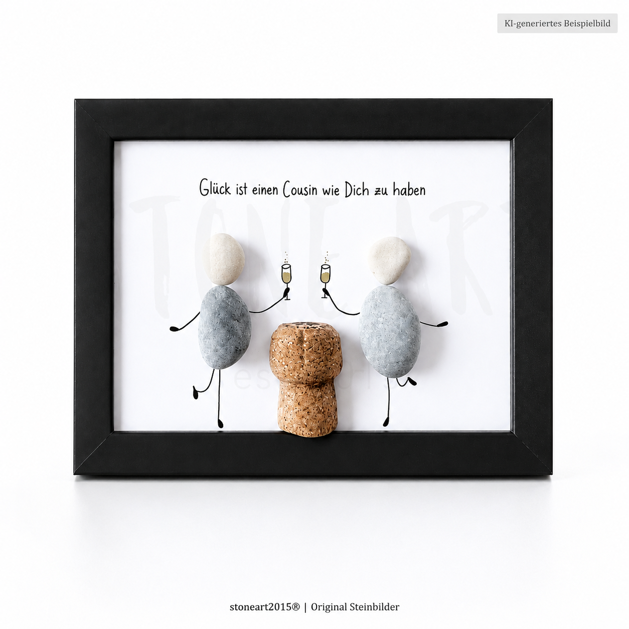 Kieselsteinbild Glück ist einen Cousin wie Dich zu haben – Geschenk für Cousin, handgemachtes Steinbild