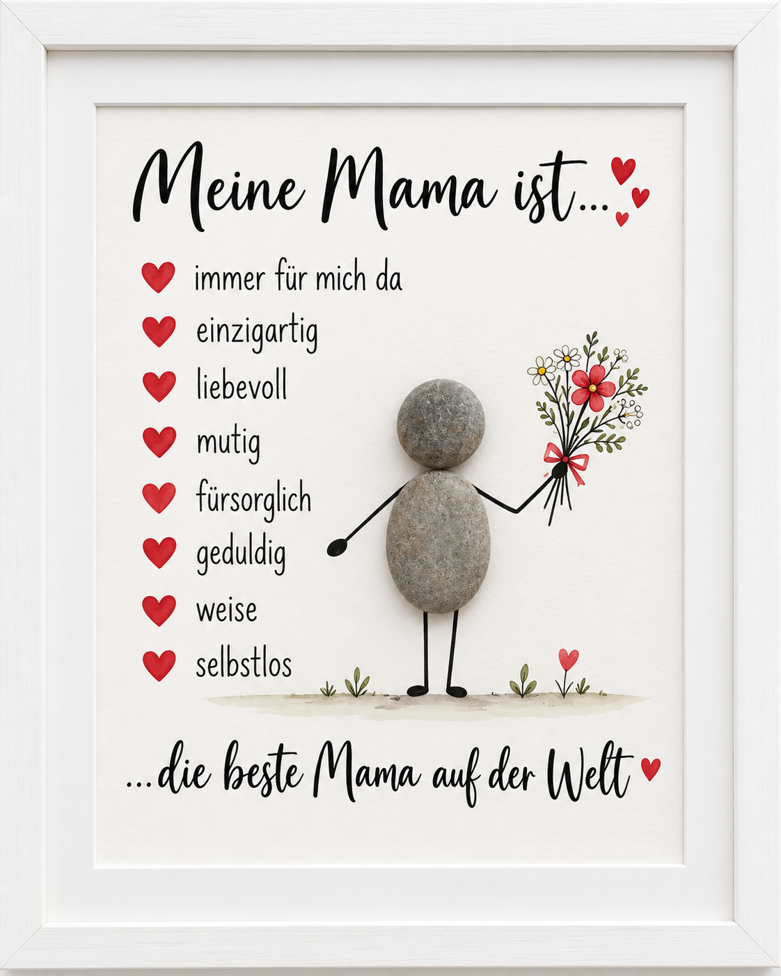 Kieselsteinbild „Meine Mama ist… die beste Mama auf der Welt“ – Muttertagsgeschenk und Geschenk für Mama, handgemachtes Steinbild