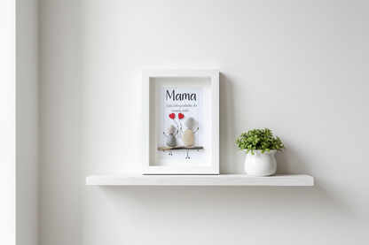 Handgemachtes Steinbild Mama Eine Liebesgeschichte die niemals endet aus echten Kieselsteinen
