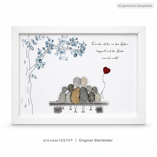 Kieselsteinbild Familie ist da, wo das Leben beginnt und die Liebe niemals endet – Familiengeschenk, handgemachtes Steinbild