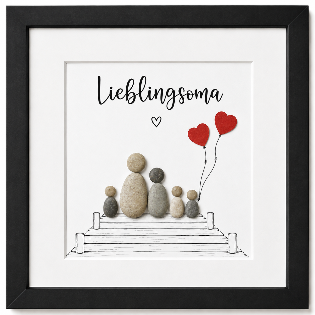 Kieselsteinbild Lieblingsoma – Geschenk für Oma, handgemachtes Steinbild