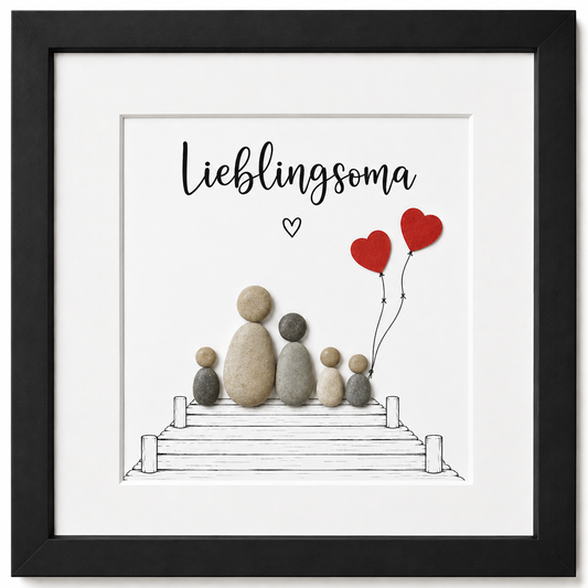 Kieselsteinbild Lieblingsoma – Geschenk für Oma, handgemachtes Steinbild