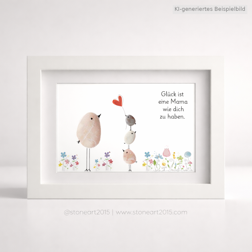 Kieselsteinbild Glück ist eine Mama wie dich zu haben – Muttertagsgeschenk, handgemachtes Steinbild
