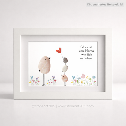 Kieselsteinbild Glück ist eine Mama wie dich zu haben – Muttertagsgeschenk, handgemachtes Steinbild