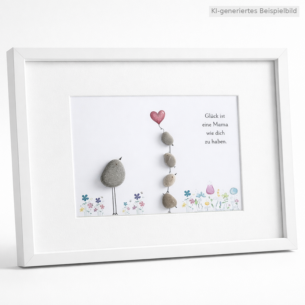 Kieselsteinbild Glück ist eine Mama wie dich zu haben – Muttertagsgeschenk, handgemachtes Steinbild