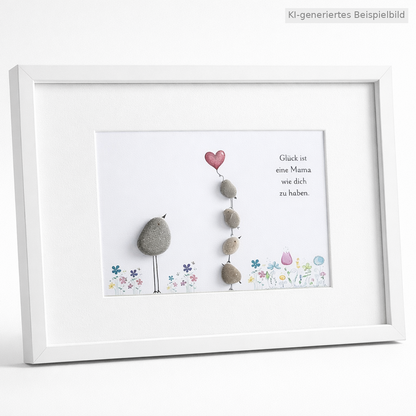 Kieselsteinbild Glück ist eine Mama wie dich zu haben – Muttertagsgeschenk, handgemachtes Steinbild