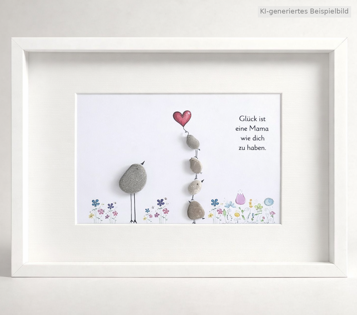 Kieselsteinbild Glück ist eine Mama wie dich zu haben – Muttertagsgeschenk, handgemachtes Steinbild
