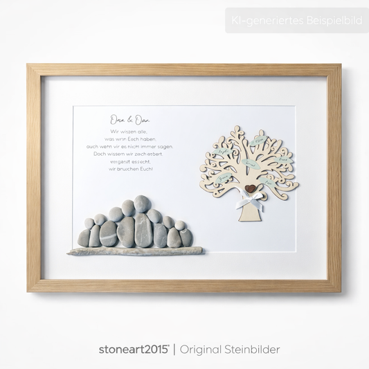 Kieselsteinbild Wir wissen alle, was wir an euch haben – Geschenk für Oma & Opa, handgemachtes Steinbild