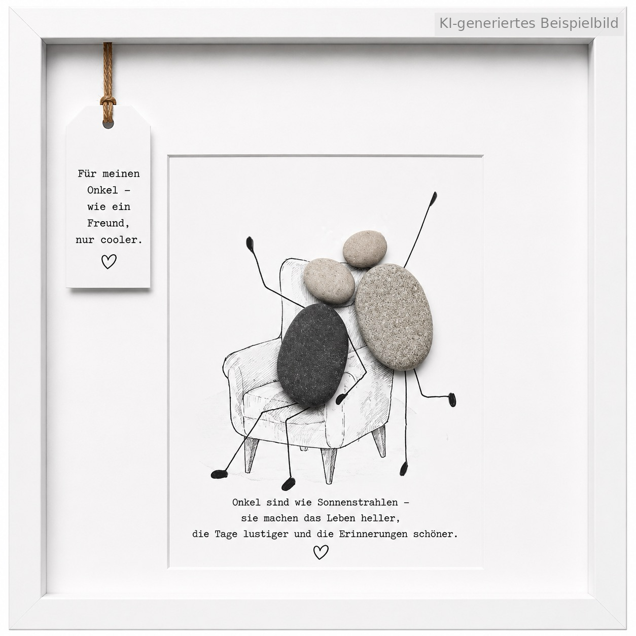 Kieselsteinbild Onkel sind wie Sonnenstrahlen – Geschenk für Onkel, handgemachtes Steinbild