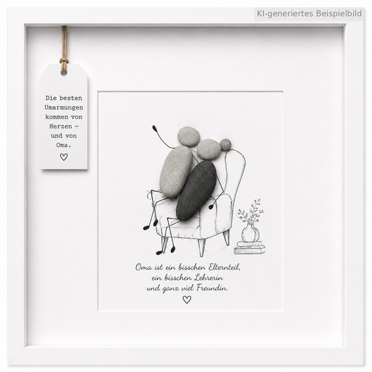 Kieselsteinbild Oma ist ein bisschen Elternteil, ein bisschen Lehrerin und ganz viel Freundin – Geschenk für Oma, handgemachtes Steinbild