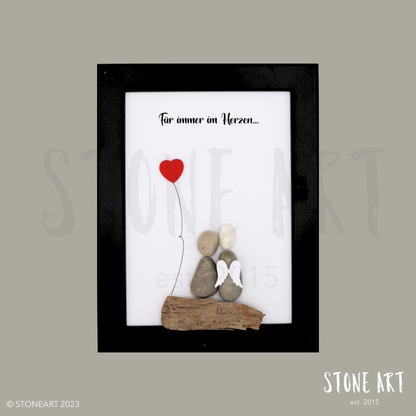 Handgemachtes Steinbild „Für immer im Herzen…“ – Trauergeschenk, Beileid, Erinnerung, Natursteine
