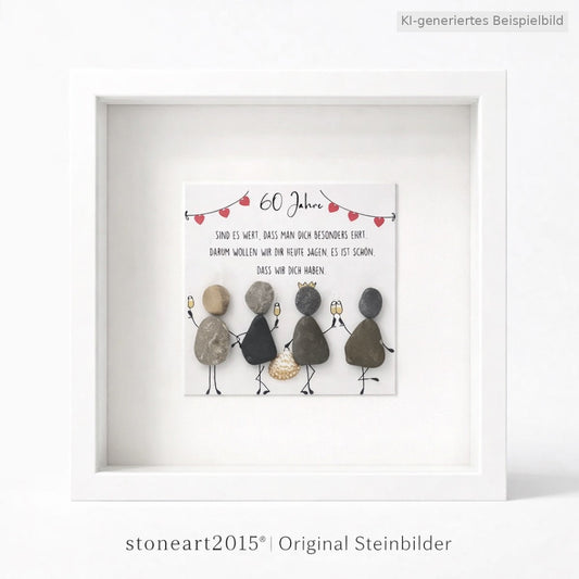 Kieselsteinbild 60 Jahre sind es wert, dass man dich besonders ehrt – Geburtstagsgeschenk, handgemachtes Steinbild