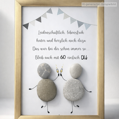 Kieselsteinbild Leidenschaftlich, lebensfroh, heiter und herzlich noch dazu – Geburtstagsgeschenk, handgemacht
