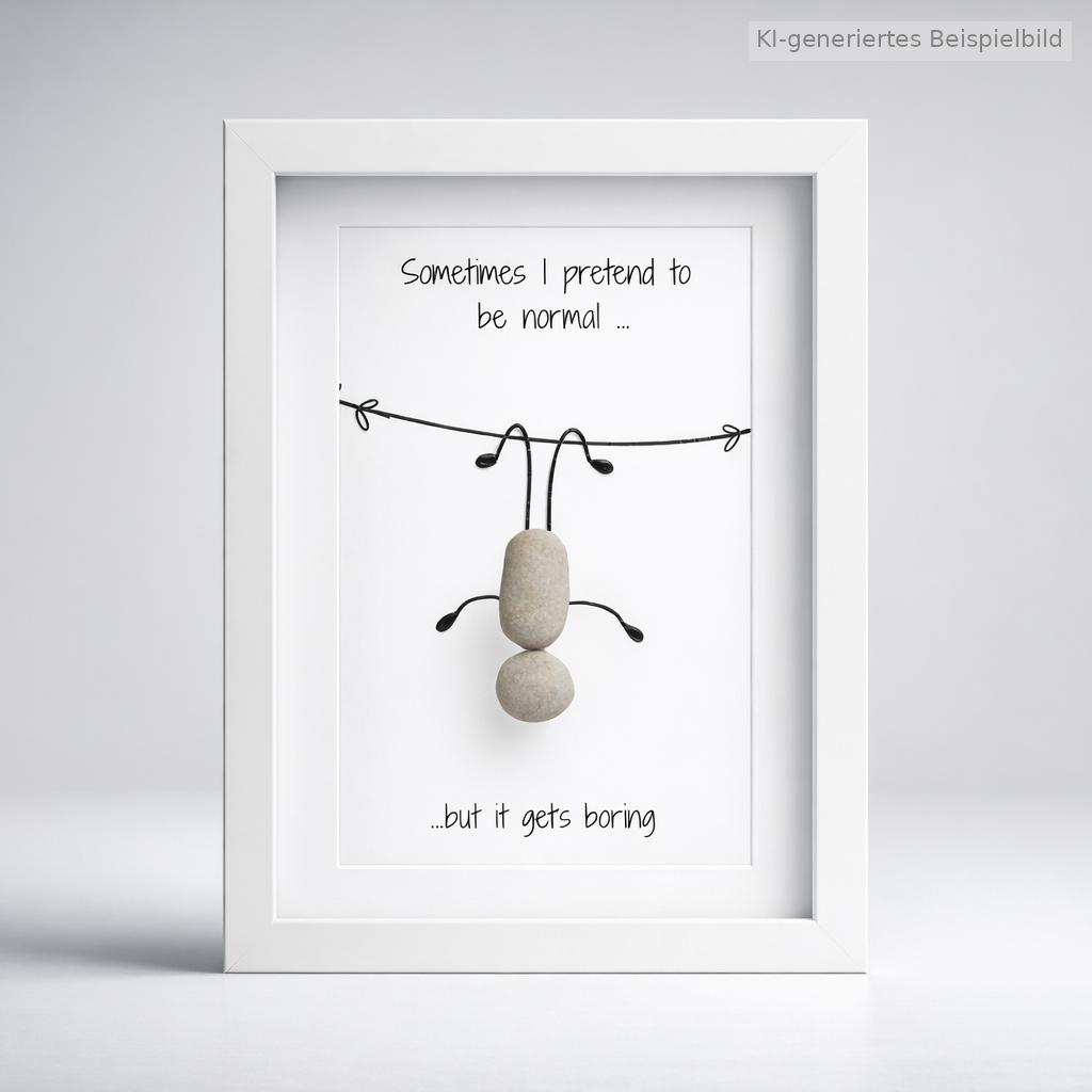 Kieselsteinbild Sometimes I pretend to be normal, but it gets boring – humorvolles Geschenk, handgemachtes Steinbild