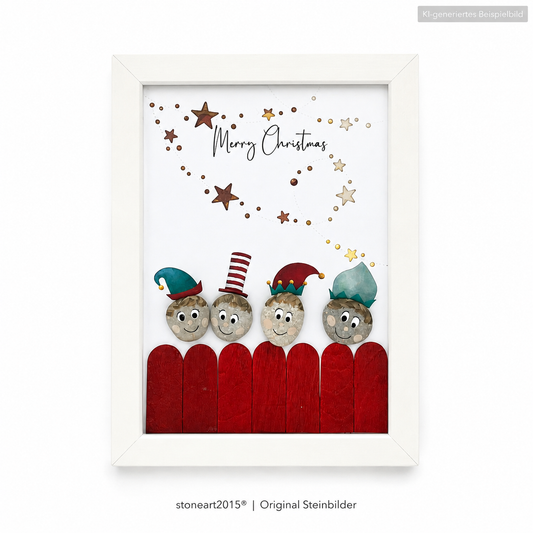 Kieselsteinbild Merry Christmas – weihnachtliches Geldgeschenk, handgemachtes Steinbild