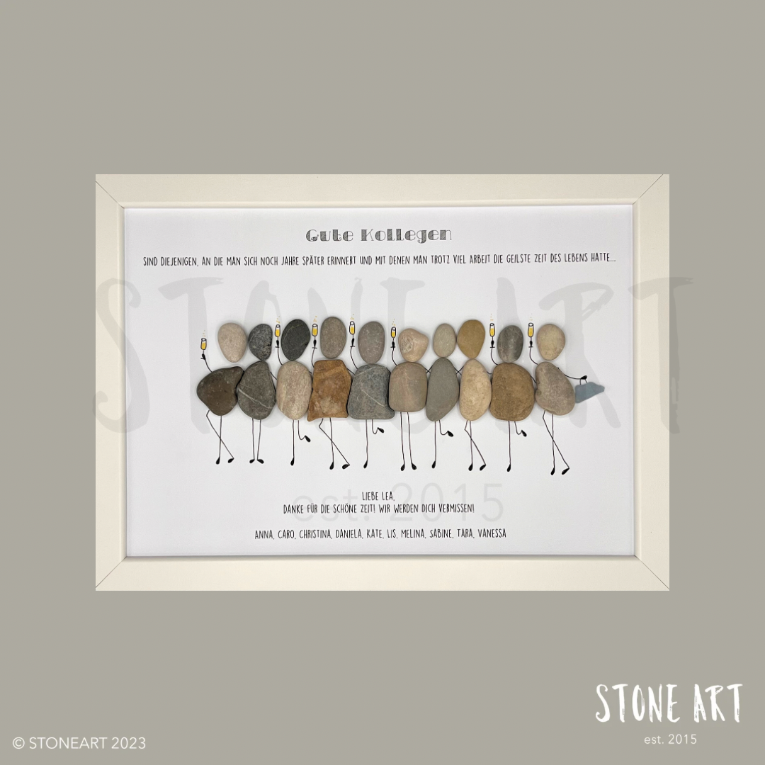 Handgemachtes Steinbild ‚Gute Kollegen‘ – Geschenk für Kollegin & Kollege, personalisierbar