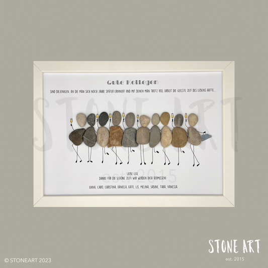 Handgemachtes Steinbild ‚Gute Kollegen‘ – Geschenk für Kollegin & Kollege, personalisierbar