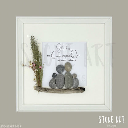 Handgemachtes Steinbild ‚Glück ist eine Oma wie dich zu haben‘ – Geschenk für Oma, personalisierbar, Natursteine