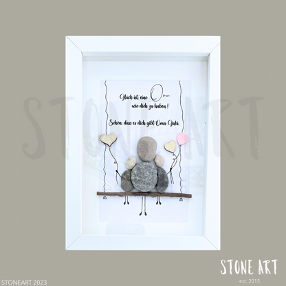 Handgemachtes Steinbild ‚Glück ist eine Oma wie dich zu haben‘ – Geschenk für Oma, personalisierbar, Natursteine