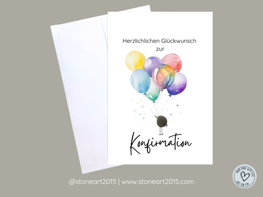 Glückwunschkarte zur Konfirmation mit Mini-Steinbild – handgemachtes Geschenk mit Bedeutung