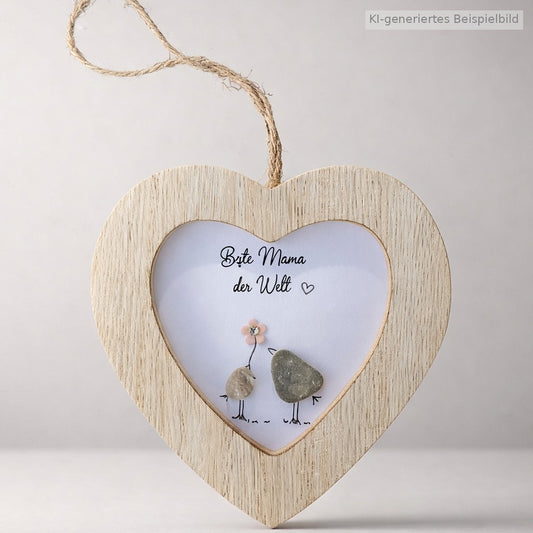 Kieselsteinbild Beste Mama der Welt – Muttertagsgeschenk, handgemachtes Steinbild