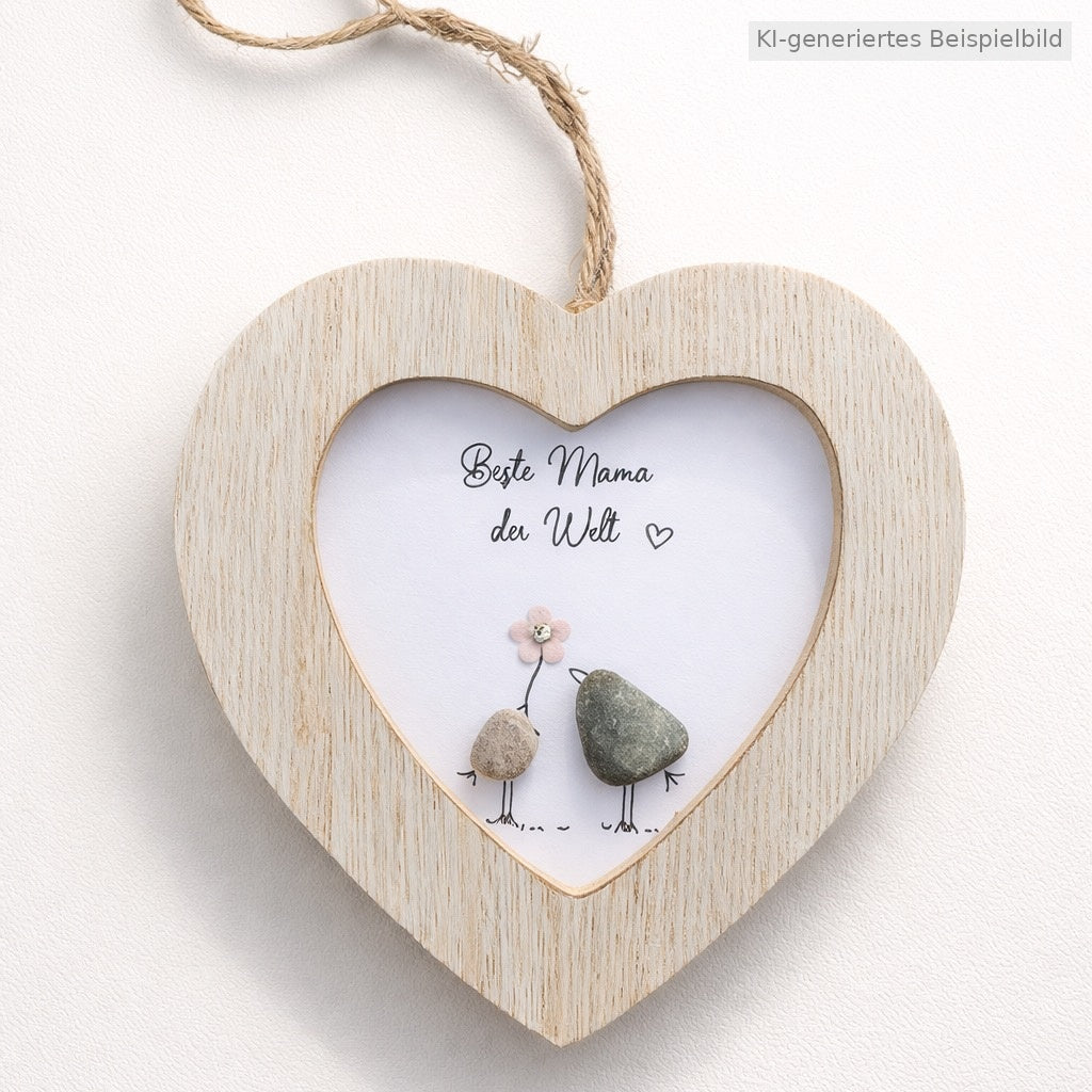 Kieselsteinbild Beste Mama der Welt – Muttertagsgeschenk, handgemachtes Steinbild