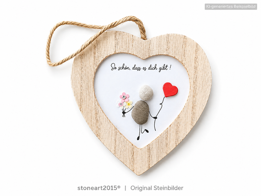 Kieselsteinbild So schön, dass es dich gibt – Geschenk, handgemachtes Steinbild