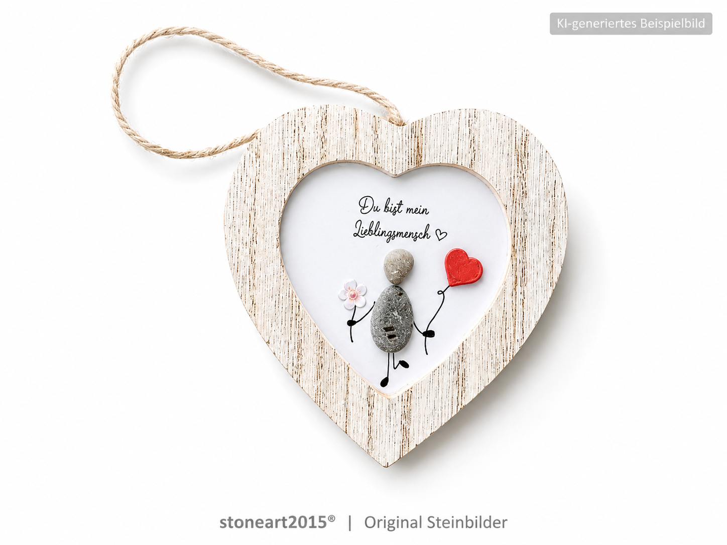 Kieselsteinbild Du bist mein Lieblingsmensch – Geschenk für den Lieblingsmenschen, handgemachtes Steinbild