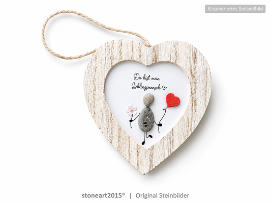 Kieselsteinbild Du bist mein Lieblingsmensch – Geschenk für den Lieblingsmenschen, handgemachtes Steinbild