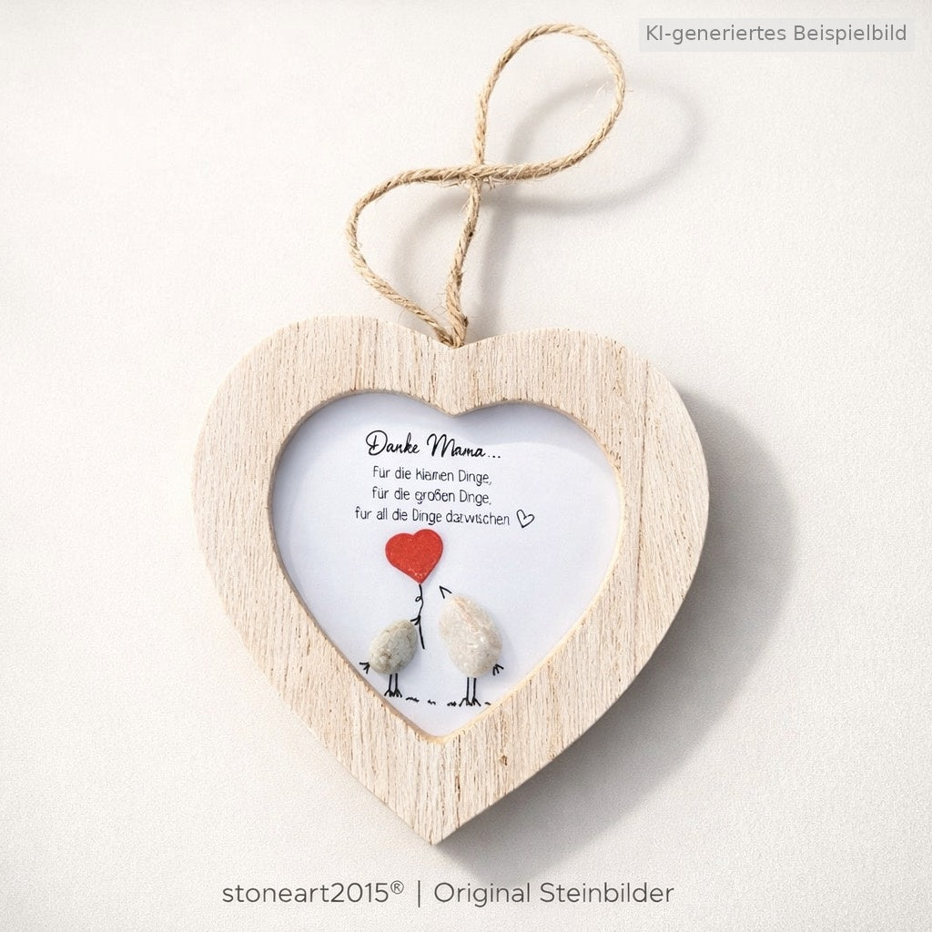Kieselsteinbild Danke Mama, für die kleinen und großen Dinge – Muttertagsgeschenk, handgemachtes Steinbild