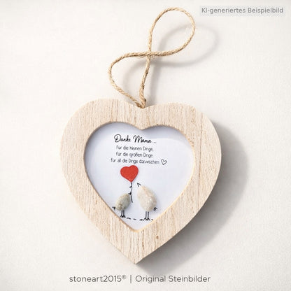Kieselsteinbild Danke Mama, für die kleinen und großen Dinge – Muttertagsgeschenk, handgemachtes Steinbild