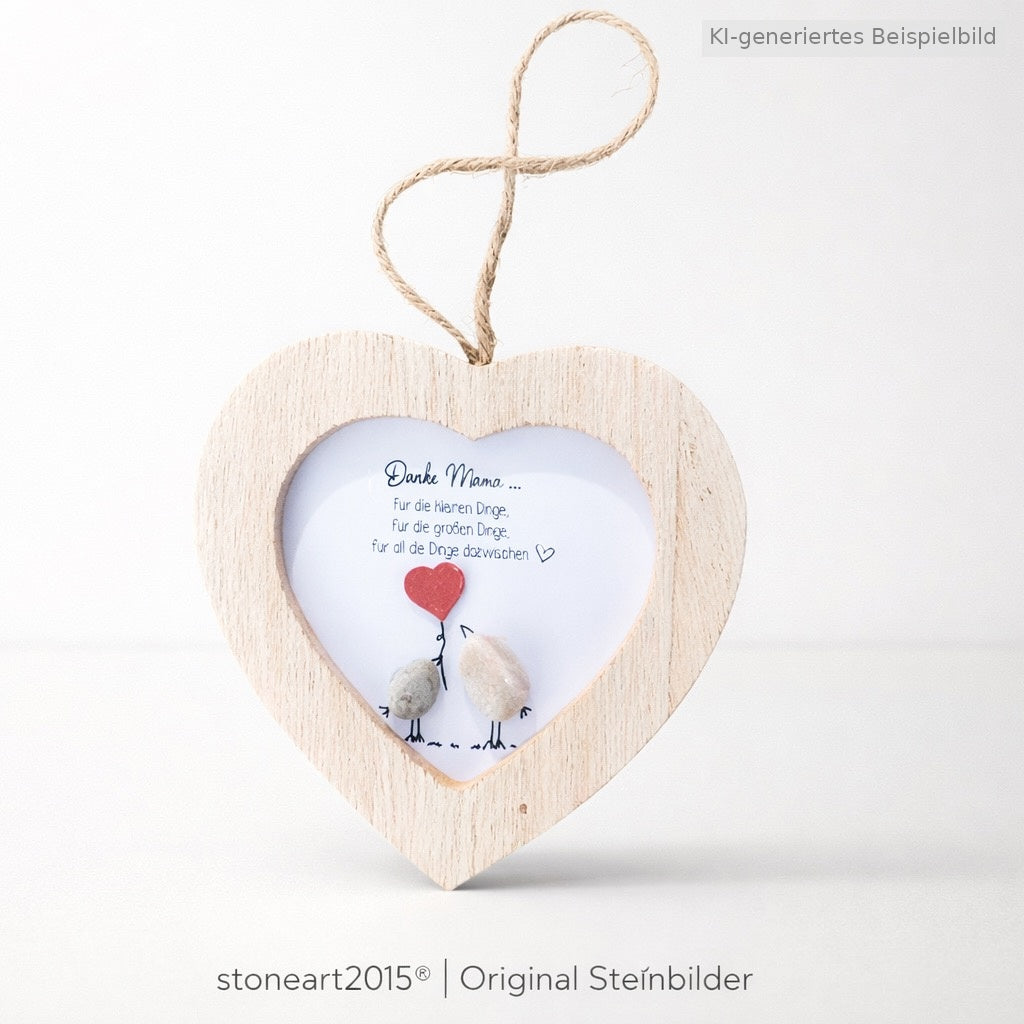 Kieselsteinbild Danke Mama, für die kleinen und großen Dinge – Muttertagsgeschenk, handgemachtes Steinbild
