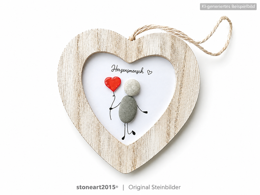 Kieselsteinbild Herzensmensch – Liebesgeschenk, handgemachtes Steinbild
