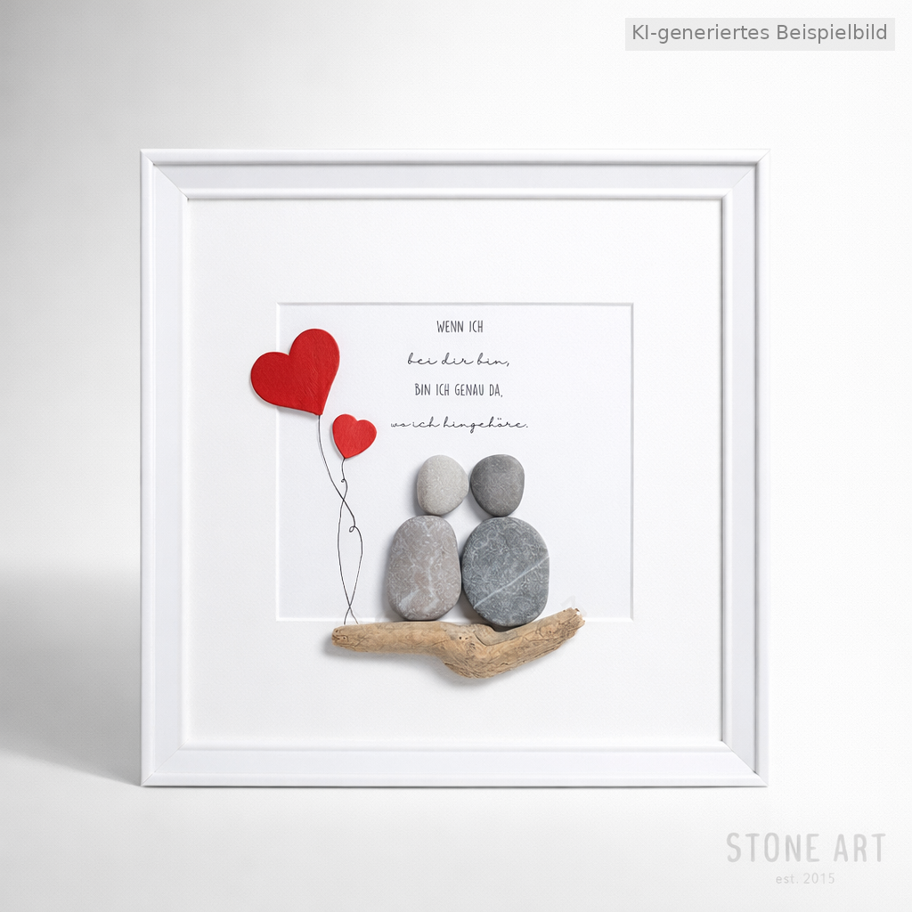 Kieselsteinbild Wenn ich bei dir bin bin ich genau da wo ich hingehöre – Hochzeitsgeschenk, handgemachtes Steinbild