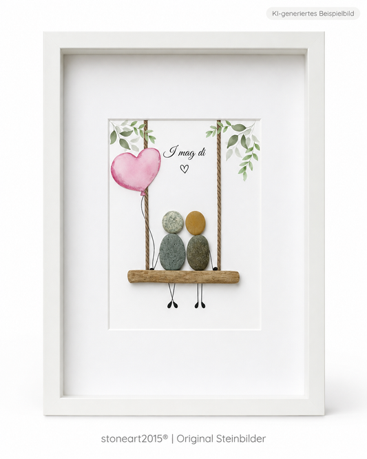 Kieselsteinbild I mog di – bayerisches Liebesgeschenk, handgemachtes Steinbild