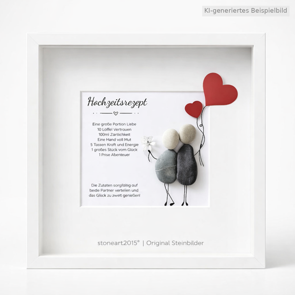 Kieselsteinbild Hochzeitsrezept – originelles Hochzeitsgeschenk, handgemachtes Steinbild