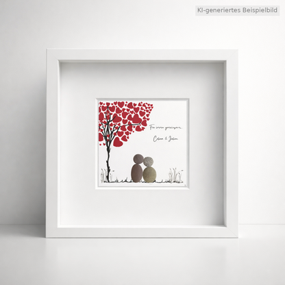 Kieselsteinbild Für immer gemeinsam – Hochzeitsgeschenk personalisiert, handgemachtes Steinbild
